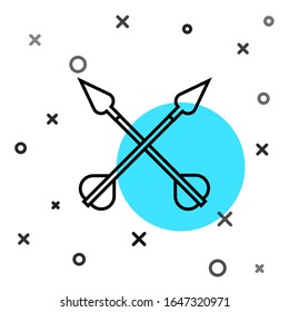 Black line Crossed arrows icon isolated on white background. Random dynamic shapes. Vector Illustration