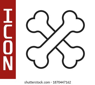 Black line Crossed human bones icon isolated on white background.  Vector
