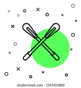Black line Crossed paddle icon isolated on white background. Paddle boat oars.  Vector Illustration