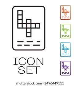 Black line Crossword icon isolated on white background. Set icons colorful. Vector