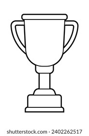 Black line cup icon. Illustration of award for sports or corporate competitions.