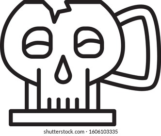 Black line Cup from the skull icon isolated on white background.  Vector Illustration