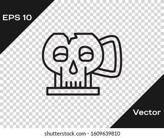 Black line Cup from the skull icon isolated on transparent background.  Vector Illustration