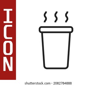 Black line Cup of tea icon isolated on white background.  Vector