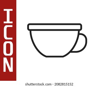 Black line Cup of tea icon isolated on white background.  Vector