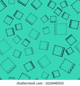 Black line Curtains icon isolated seamless pattern on green background.  Vector Illustration