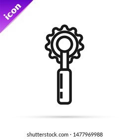 Black line Cutter tool icon isolated on white background. Sewing knife with blade.  Vector Illustration