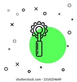Black line Cutter tool icon isolated on white background. Sewing knife with blade.  Vector Illustration