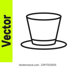 Black line Cylinder hat icon isolated on white background.  Vector