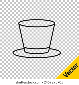 Black line Cylinder hat icon isolated on transparent background.  Vector