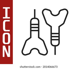 Black line Dart arrow icon isolated on white background.  Vector