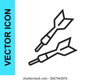 Schwarze Linie Dart Pfeil Symbol einzeln auf weißem Hintergrund.  Vektorgrafik