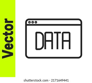 Black line Data analysis icon isolated on white background. Business data analysis process, statistics. Charts and diagrams.  Vector