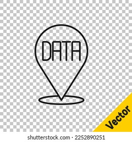 Black line Data analysis icon isolated on transparent background. Business data analysis process, statistics. Charts and diagrams.  Vector