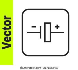 Black line DC voltage source icon isolated on white background.  Vector