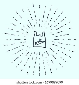 Black line Dead bird, plastic icon isolated on grey background. Element of pollution problems sign. Abstract circle random dots. Vector Illustration