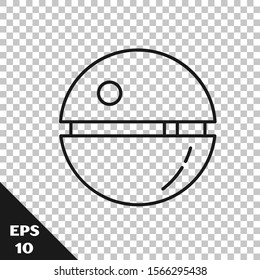 Black line Death star icon isolated transparent background   Vector Illustration