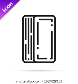 Black line Deck of playing cards icon isolated on white background. Casino gambling.  Vector Illustration