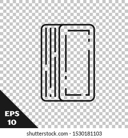 Black line Deck of playing cards icon isolated on transparent background. Casino gambling.  Vector Illustration