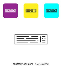 Black line Deck of playing cards icon isolated on white background. Casino gambling. Set icons colorful square buttons. Vector Illustration