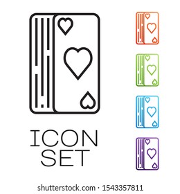 Black line Deck of playing cards icon isolated on white background. Casino gambling. Set icons colorful. Vector Illustration