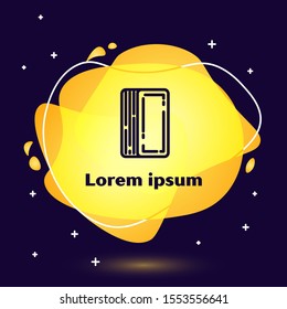 Black line Deck of playing cards icon isolated on dark blue background. Casino gambling. Abstract banner with liquid shapes. Vector Illustration