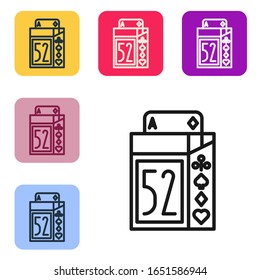 Icono de juego de cartas en negro aislado en fondo blanco. Juegos de casino. Establecer iconos en botones cuadrados de color.  Ilustración vectorial
