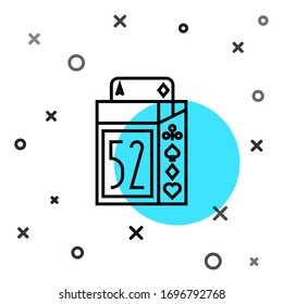 Black line Deck of playing cards icon isolated on white background. Casino gambling. Random dynamic shapes. Vector Illustration