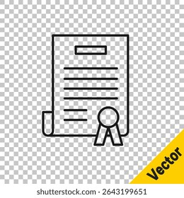 Black line Declaration of independence icon isolated on transparent background.  Vector Illustration