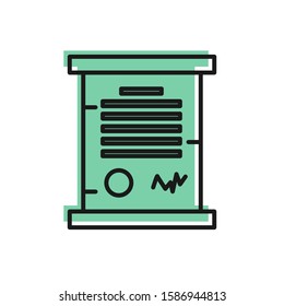 Black line Decree, paper, parchment, scroll icon icon isolated on white background.  Vector Illustration