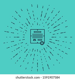 Black line Decree, paper, parchment, scroll icon icon isolated on green background. Abstract circle random dots. Vector Illustration