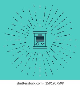 Black line Decree, paper, parchment, scroll icon icon isolated on green background. Abstract circle random dots. Vector Illustration