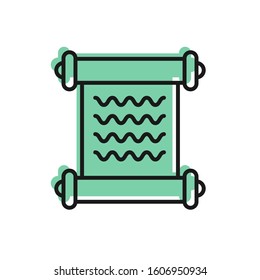 Black line Decree, paper, parchment, scroll icon icon isolated on white background.  Vector Illustration