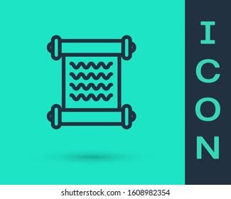 Black line Decree, paper, parchment, scroll icon icon isolated on green background.  Vector Illustration
