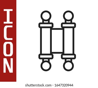 Black line Decree, paper, parchment, scroll icon icon isolated on white background. Chinese scroll.  Vector Illustration