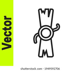 Decreto de línea negra, papel, pergamino, icono de desplazamiento aislado en fondo blanco.  Vector