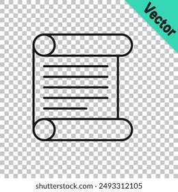 Black line Decree, paper, parchment, scroll icon icon isolated on transparent background.  Vector