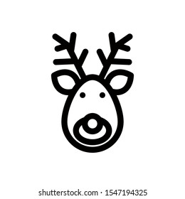 black line deer merry christmas symbol icon in flat style isolated. Vector Symbol illustration.