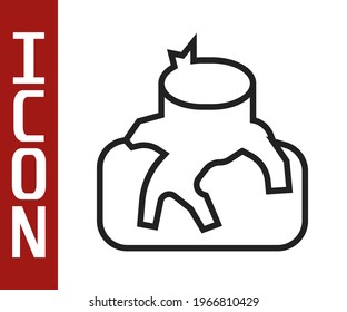 Black line Deforestation icon isolated on white background. Chopping forest, destruction of wood. Danger for ecology and air pollution.  Vector