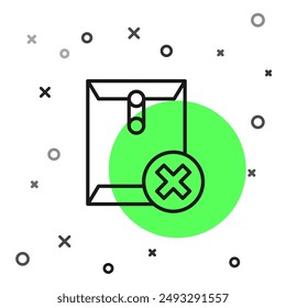 Black line Delete envelope icon isolated on white background. Delete or error letter. Cross on message. Rejected mail.  Vector