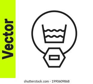 Línea negra Icono de lavado Delicado aislado en fondo blanco.  Vector