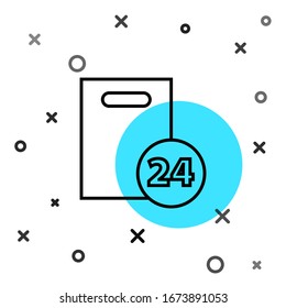 Línea negra Entrega con icono de cajas de cartón aislado en fondo blanco. Entrega puerta a puerta por correo. Formas dinámicas aleatorias.  Ilustración vectorial