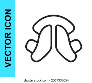 Black line Dental tooth plate icon isolated on white background.  Vector
