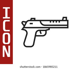 Icono de pistola de águila del desierto de línea negra aislado en fondo blanco.  Vector