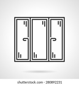 Black line design vector icon for window installing service on white background.