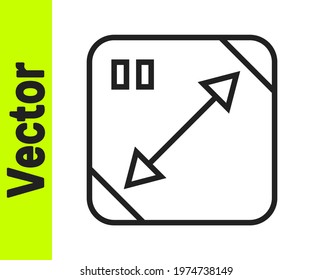 Black line Diagonal measuring icon isolated on white background.  Vector