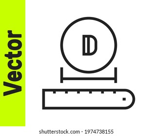 Black line Diameter icon isolated on white background.  Vector