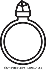 Black line Diamond engagement ring icon isolated on white background.  Vector Illustration