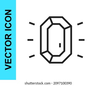 Icono de diamante de línea negra aislado en fondo blanco. Símbolo de joyería. Gem stone.  Vector