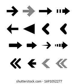 Black line different arrow vector icons set